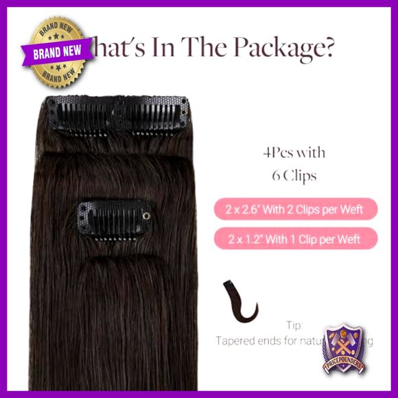 Human Hair Clip-In Extensions for Thinning Hair, 18 Inch, 4 Pieces main image 5